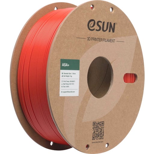 eSUN ASA+ 3D Printer Filament 1.75mm 1kg Spool - Red