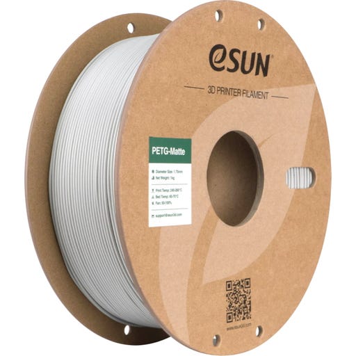 eSUN PETG Matte 3D Printer Filament 1.75mm 1kg Spool - Cement Grey