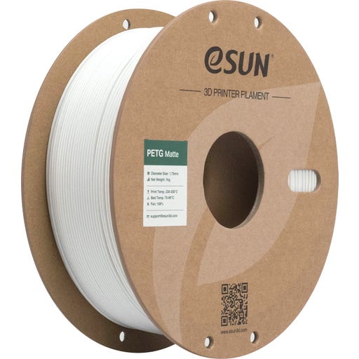 eSUN PETG Matte 3D Printer Filament 1.75mm 1kg Spool - White