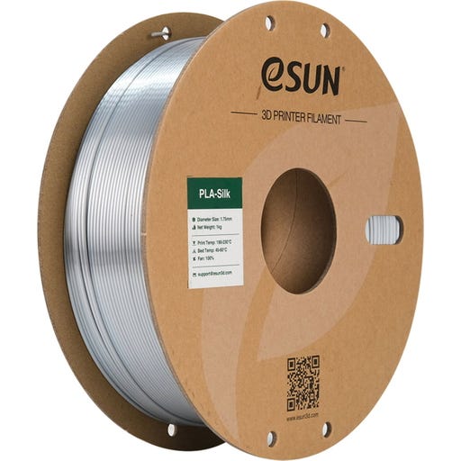 eSUN PLA Silk 3D Printer Filament 1.75mm 1kg Spool - Silver