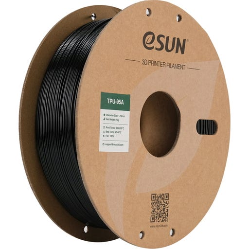 eSUN TPU 95A Flexible 3D Printer Filament 1.75mm 1kg Spool - Black